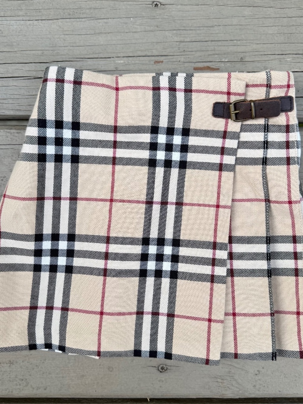 Burberry Wool Nova Check Pleated Wrap Kilt Girls Skirt size 4
